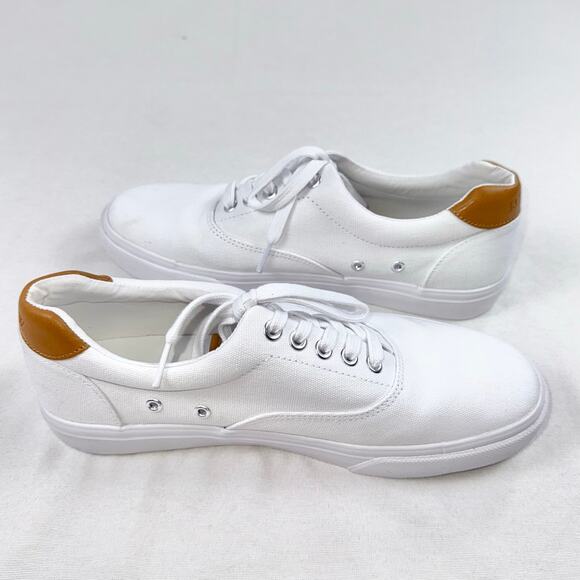 J Crew Factory Men\'s Canvas Lace up Sneaker Size 8 White main image 5